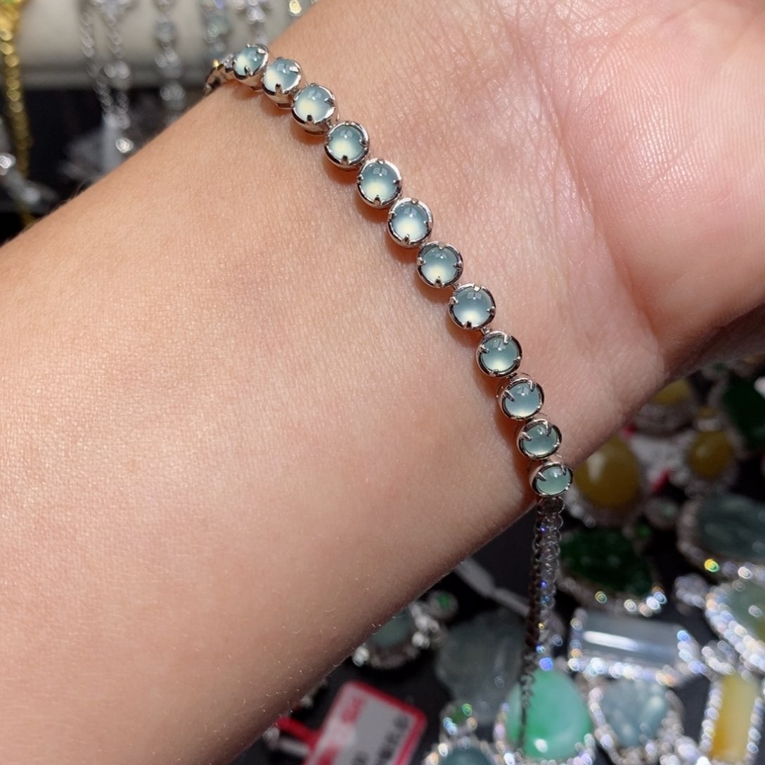 翡翠手链银S925镶嵌j k ko