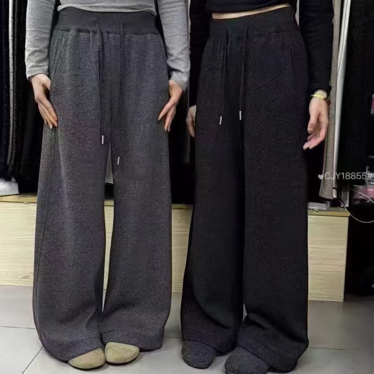 姆嘎 新款直筒裤 高腰 加绒加厚