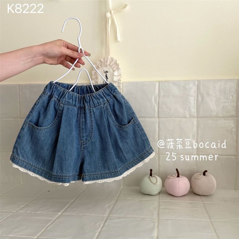 AC404~菠菜豆·25夏~花边牛仔短裤K8222