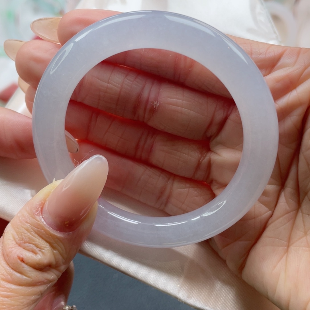 未镶嵌手镯翡翠52.8圈 冰藕粉月光 对标中万 10号