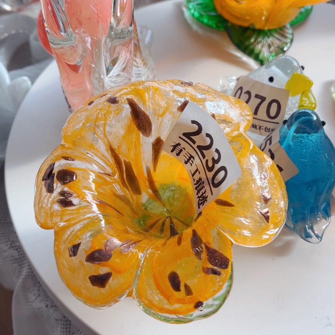 琉璃2230百合花花头烛台 花瓶摆件