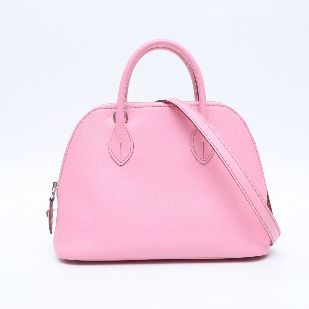 99新 Hermes/爱马仕 小花Jerry P205640387 保龄球包25樱花粉 Z刻