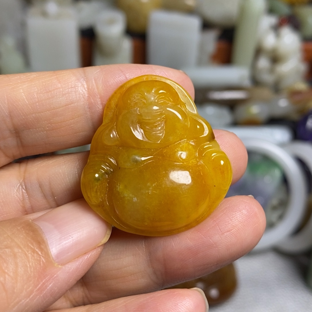 颈饰银S925镀金镶嵌和田玉（糖玉）
