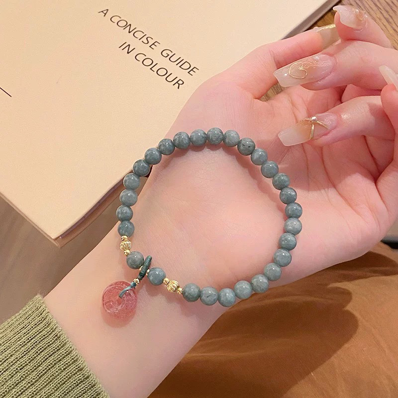 复古平安扣设计天然水晶手串1012