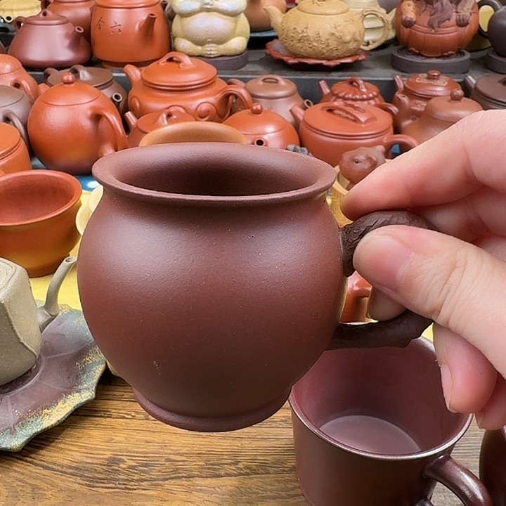 紫砂茶壶紫泥耳杯