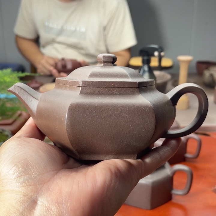 茶壶紫砂大彬六方，紫泥
