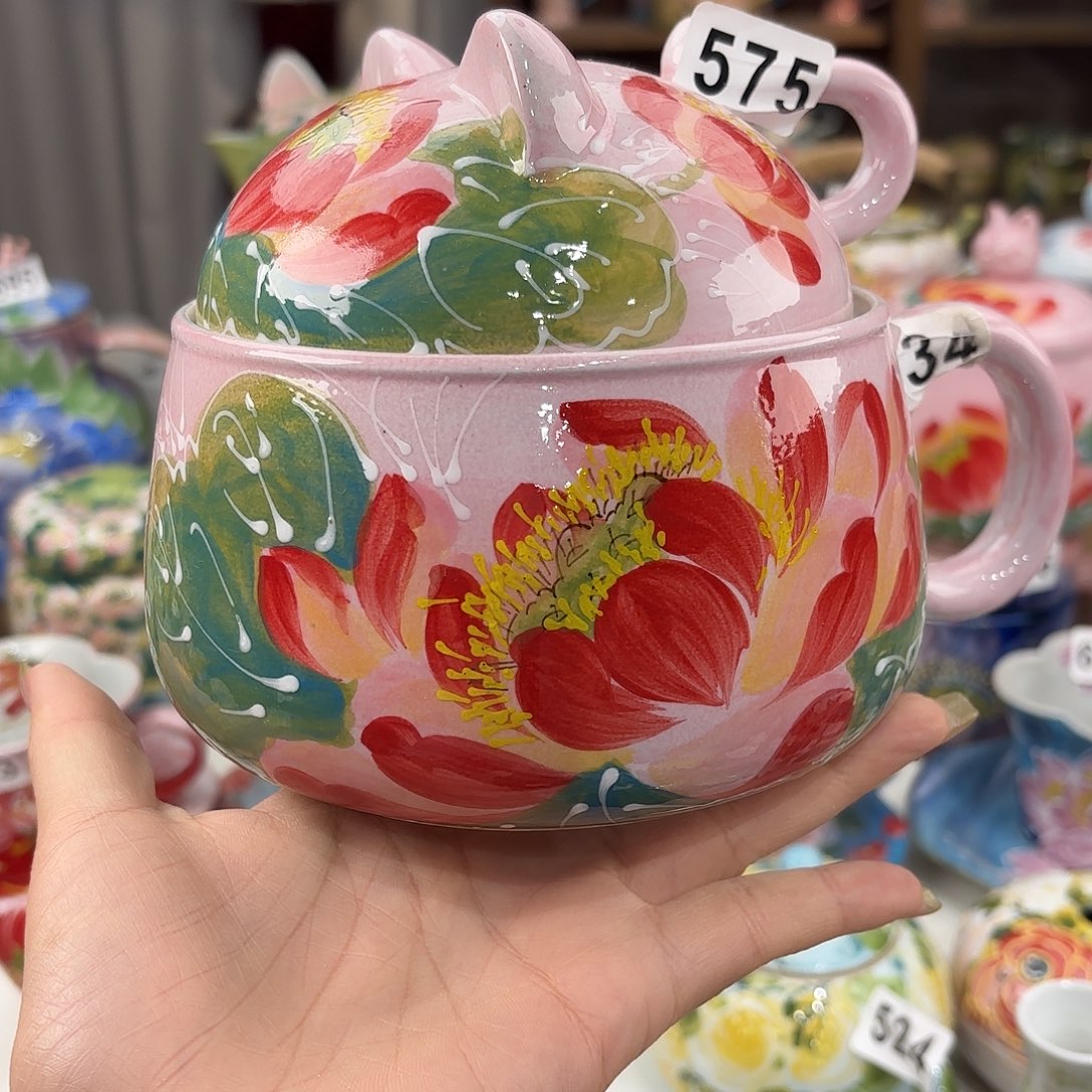 瓷片景德镇手绘高温釉下彩陶瓷茶具