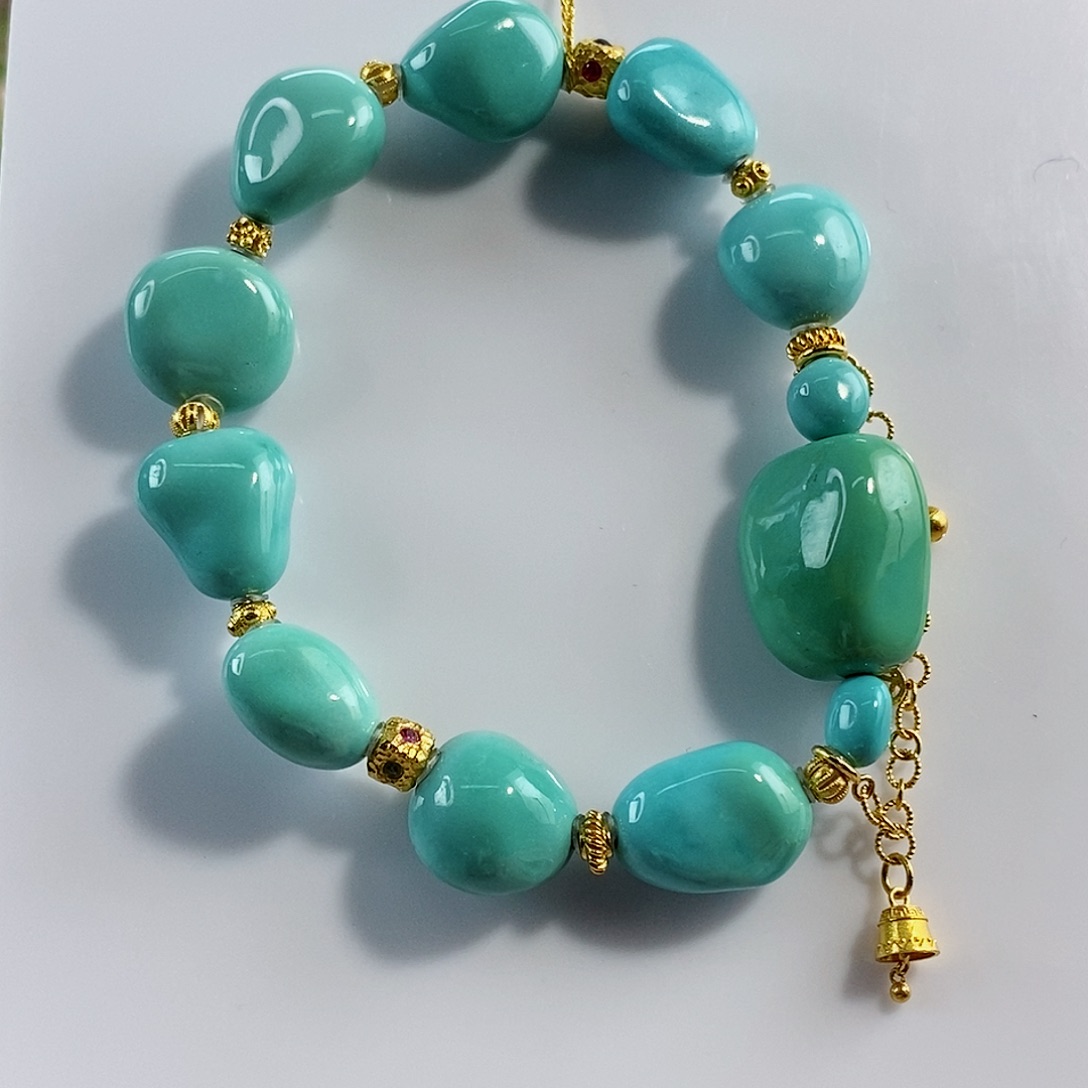 绿松石珠宝奇石18K金镶嵌