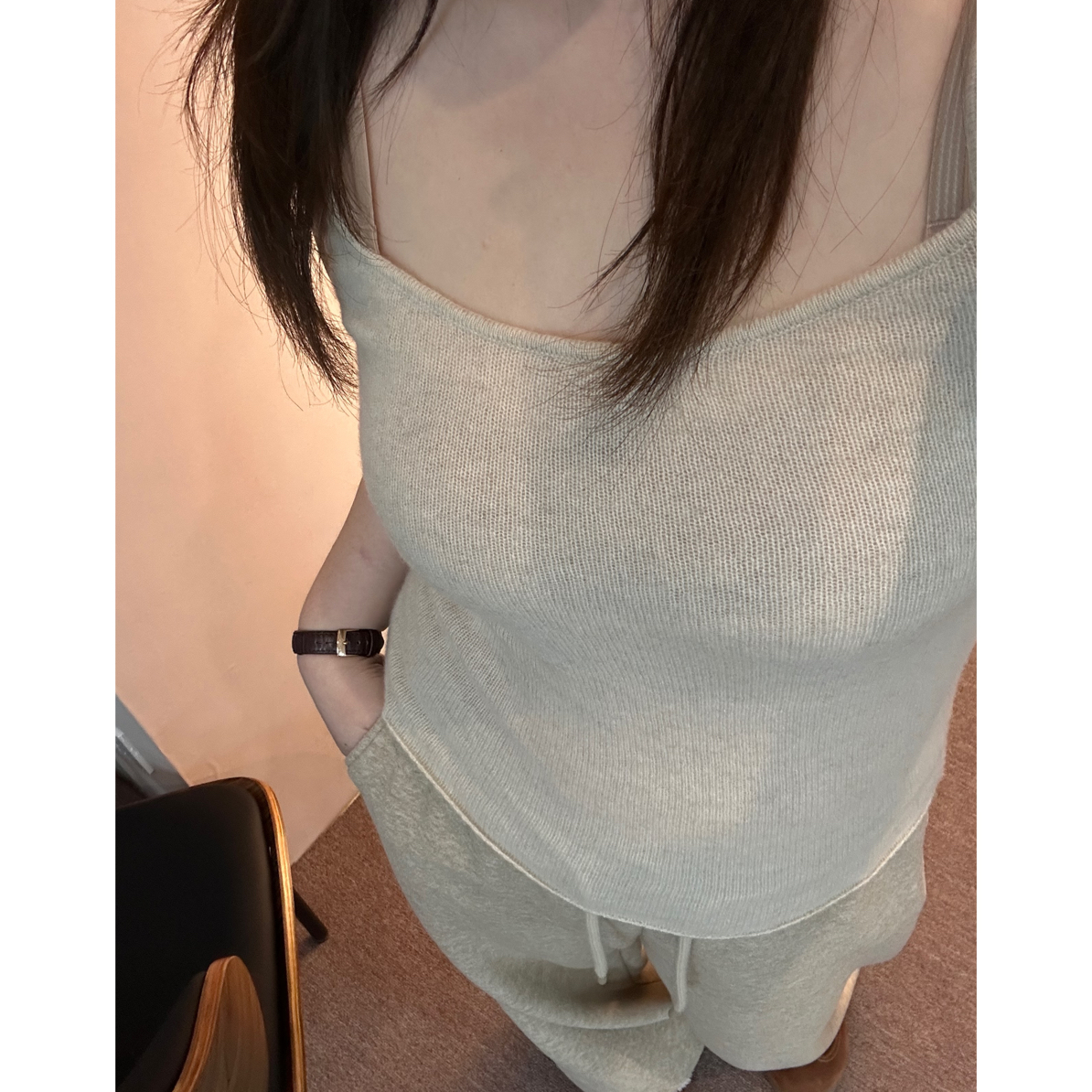 【爱上自己】100%山羊绒 微透针织吊带背心 百搭显瘦内搭羊绒衫