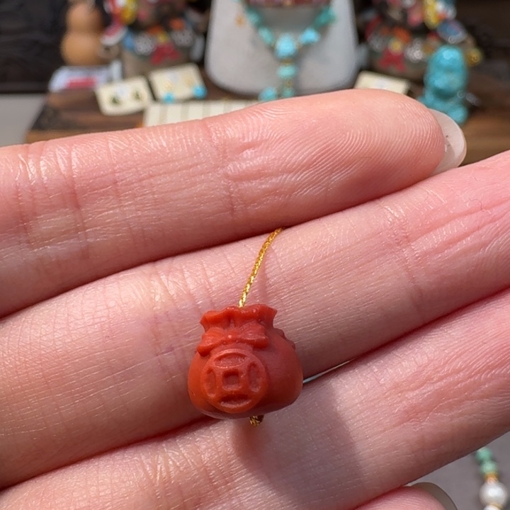 大***侠南红玛瑙未镶嵌钱袋子配饰