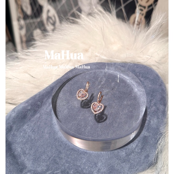 铜合金锆石耳饰 P2266 双色工艺爱心气质轻奢耳环