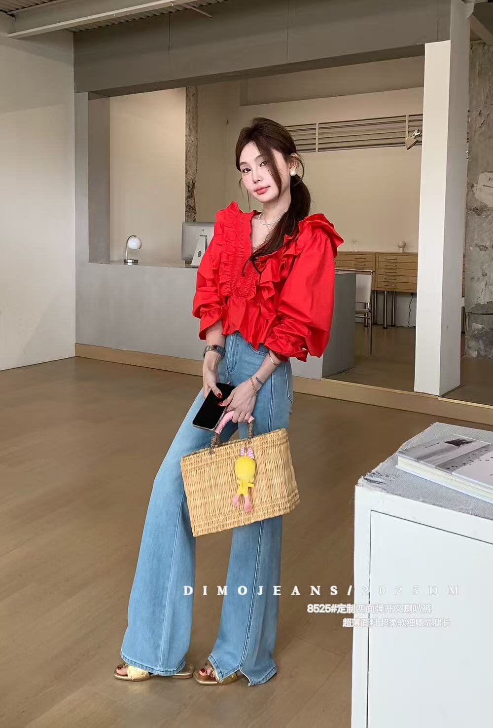 柒妍】专柜高货孤品301-400韩版牛仔裤女裤百搭显瘦高腰直筒