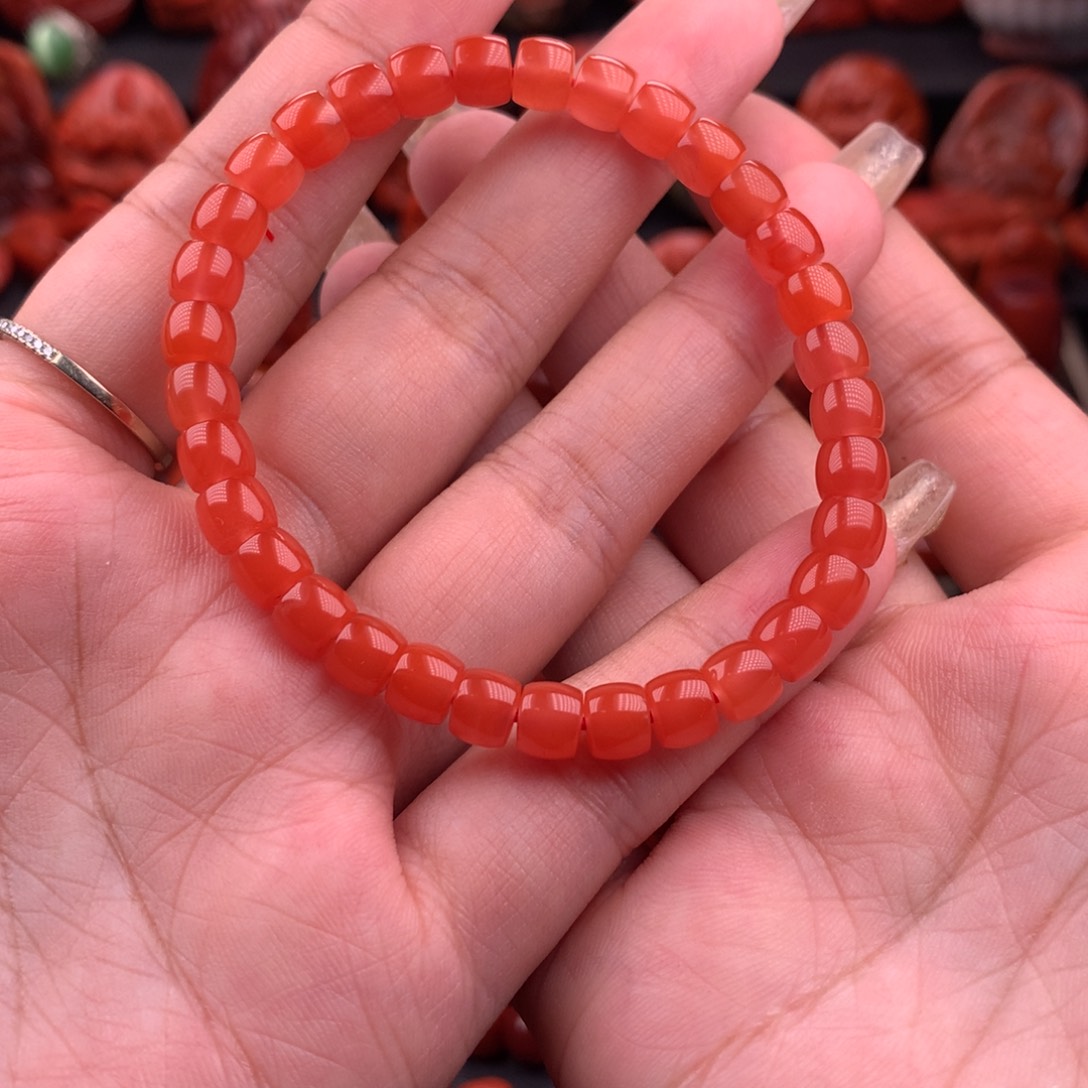 南红玛瑙南红川料直切手串6.5mm未镶嵌