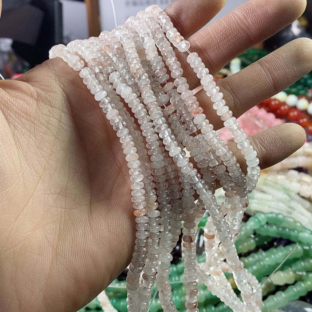 玛瑙/玉髓珠宝半成品合金一条天然2×5胶花水晶隔片A424