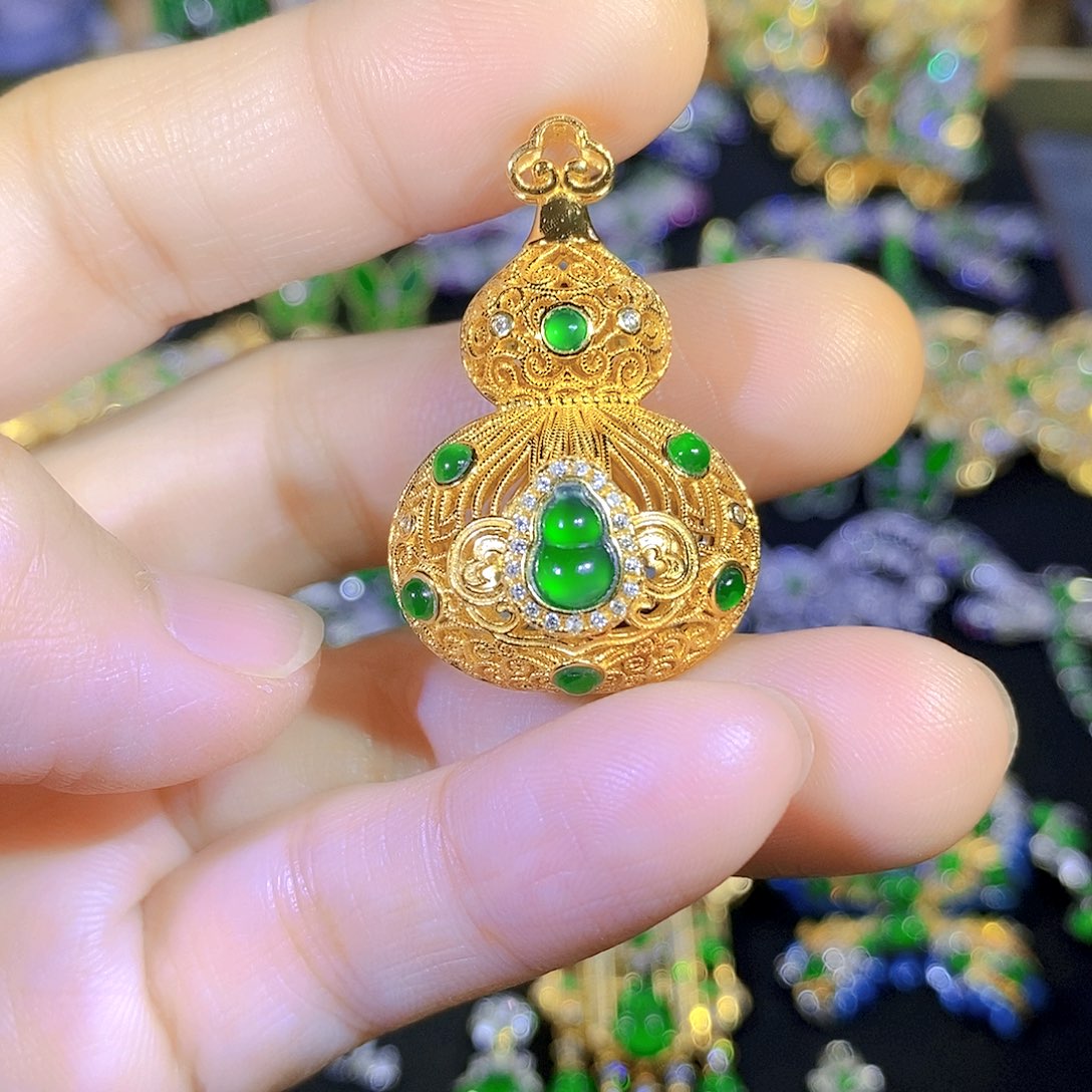 吊坠(不含链)银S925镶嵌翡翠