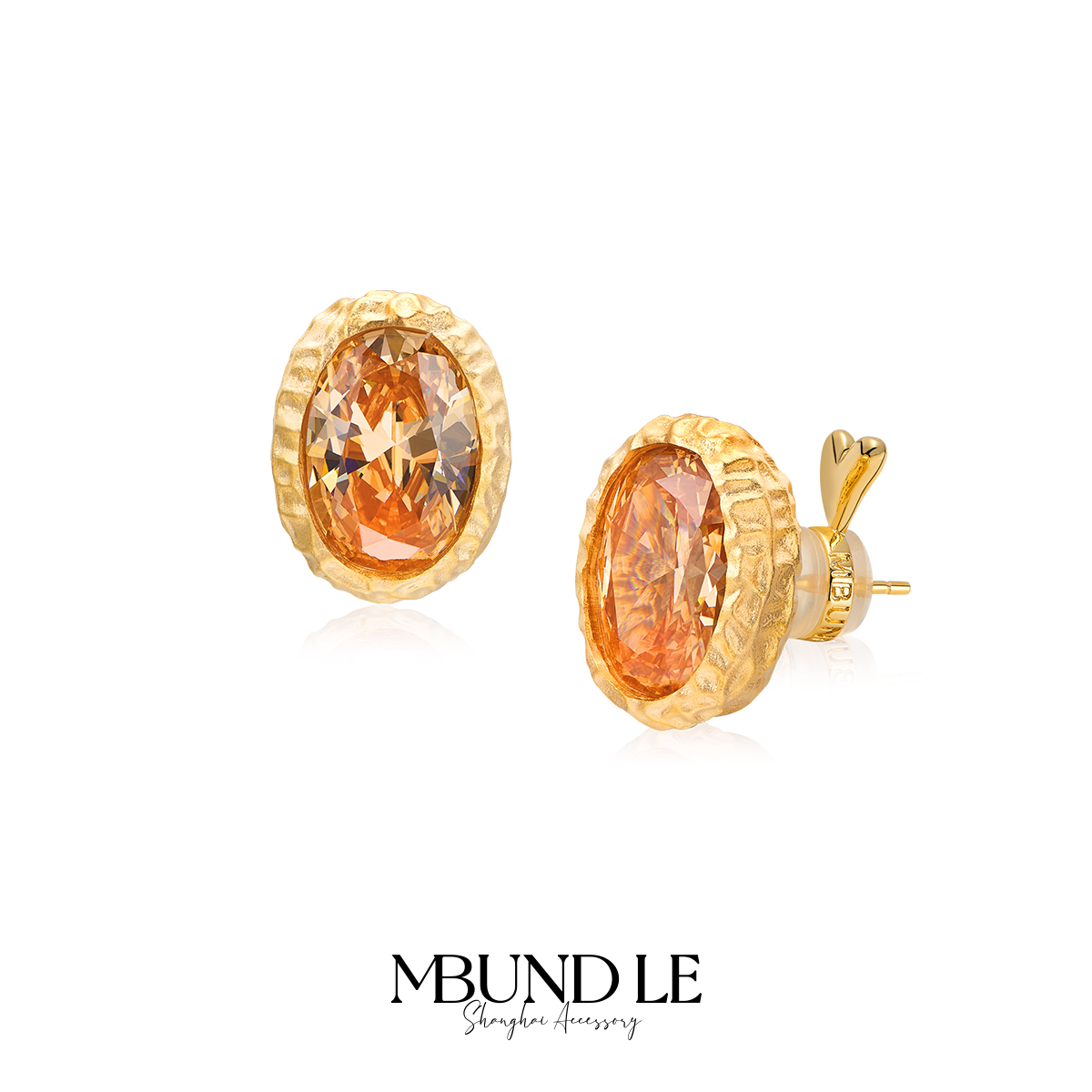 摩邦珠宝 铜合金合成锆石耳饰 好事花生单颗耳环（一对）官方专属