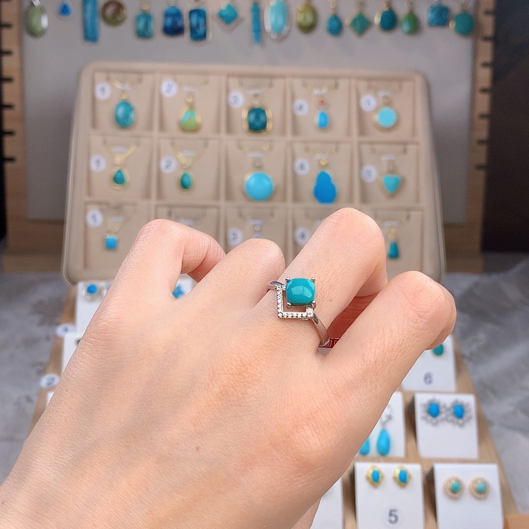 绿松石银S925镶嵌戒指