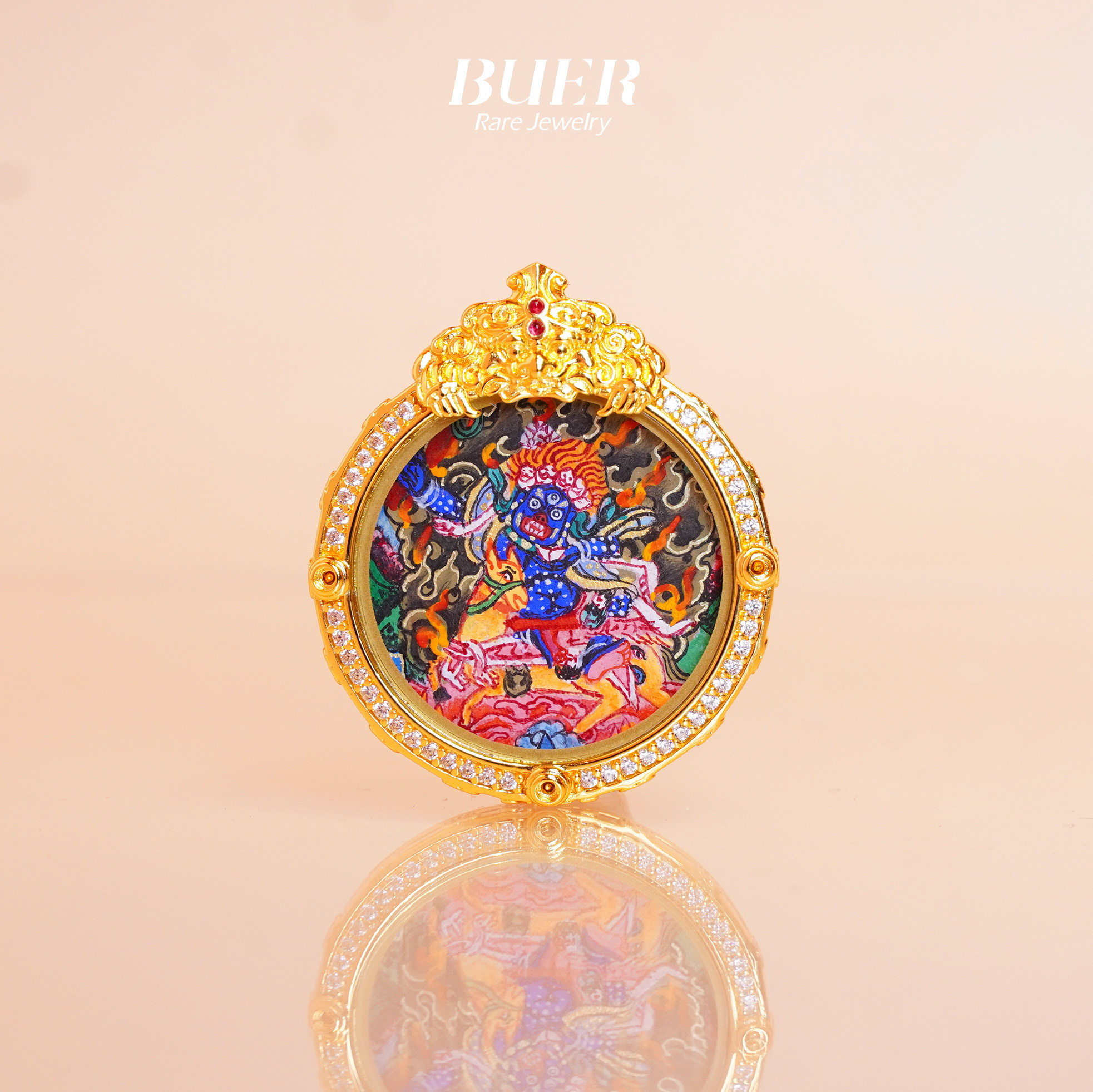 【不二】大师手绘唐卡 • J祥天母吊坠 25*25mm