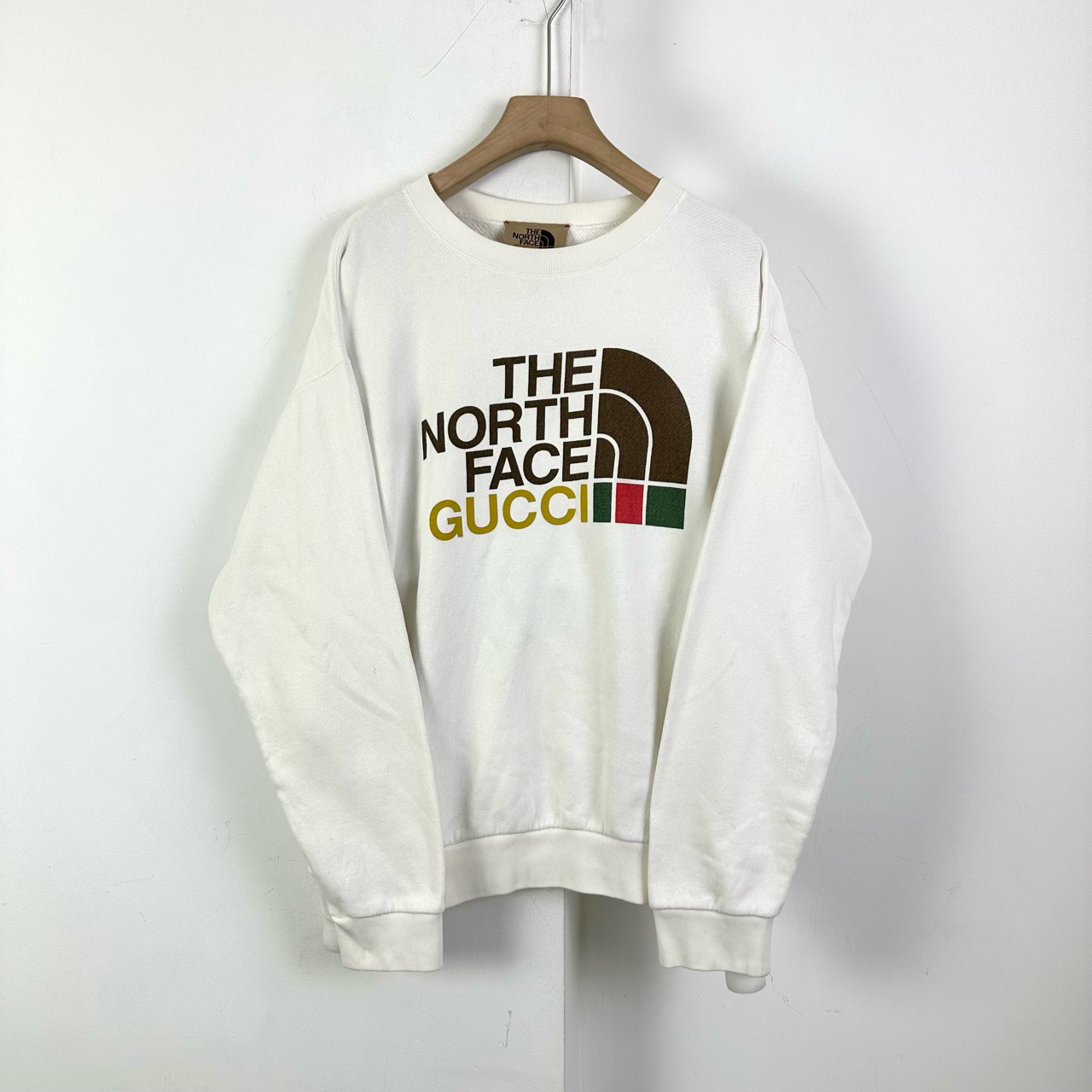 95新 GUCCI/古驰 L码/联名tnf印花logo白色卫衣瑕疵如图/11062