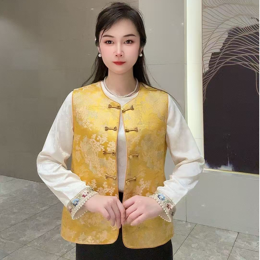 春秋款新中式国风提花马甲（卡码拍大）马甲女款2025新款爆款