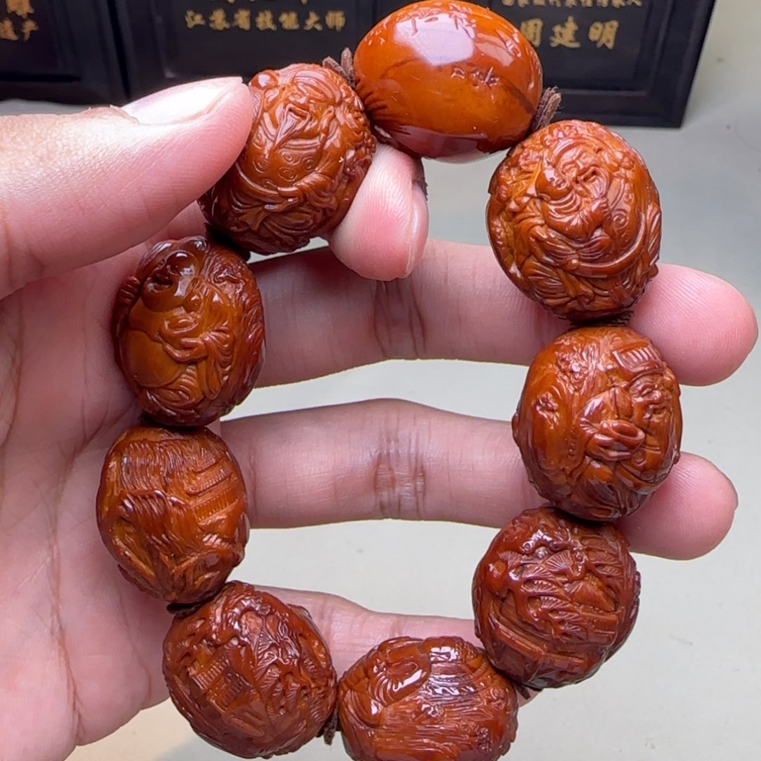 手串/手链橄榄核纯手工雕刻群仙汇