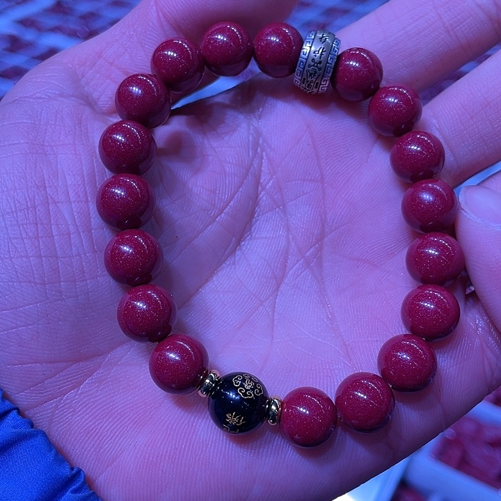 天然辰砂紫金砂10毫米配普贤多加2颗