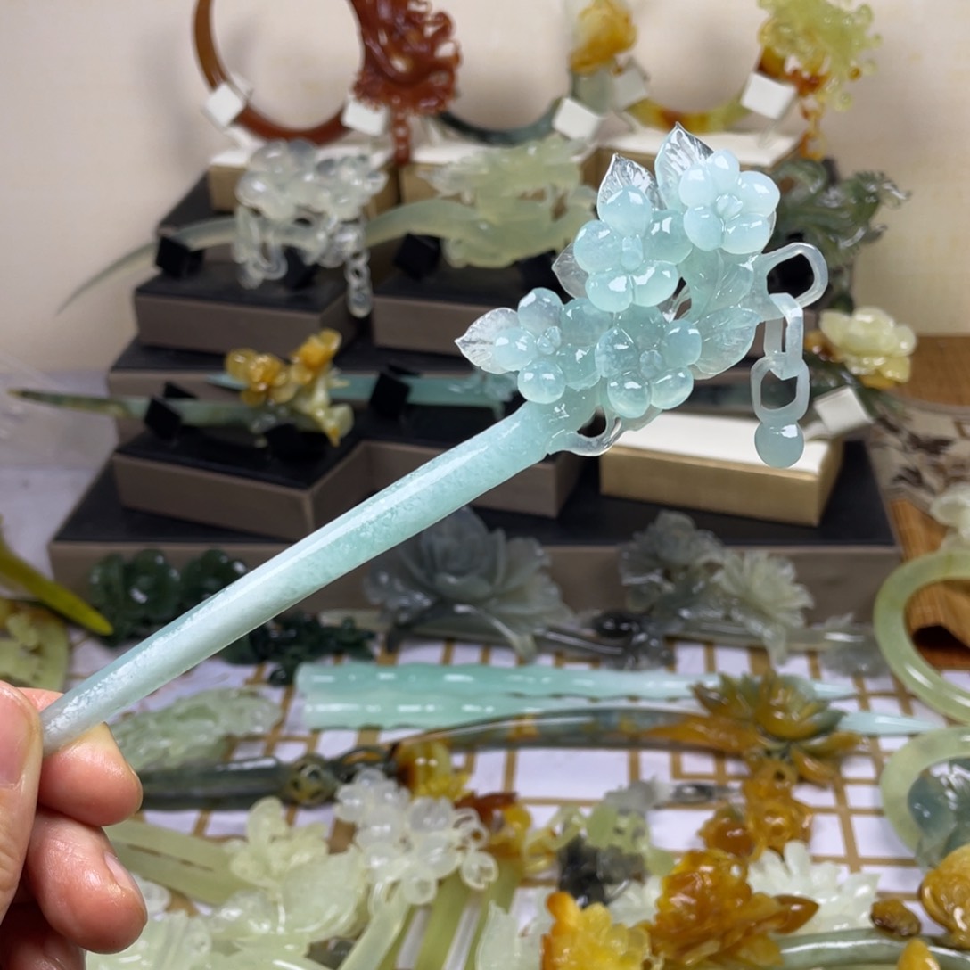 未镶嵌蛇纹石玉发饰丢*