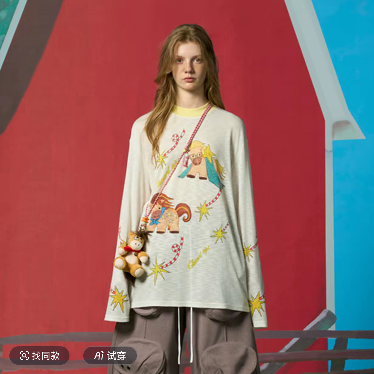 CHEERI UPi｜26新款上新天马行空玩偶挂件长袖T恤（送小马玩偶挂件）