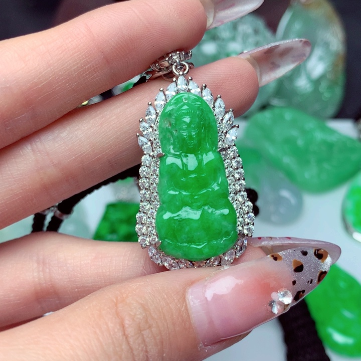 翡翠吊坠(不含链)银S925镶嵌
