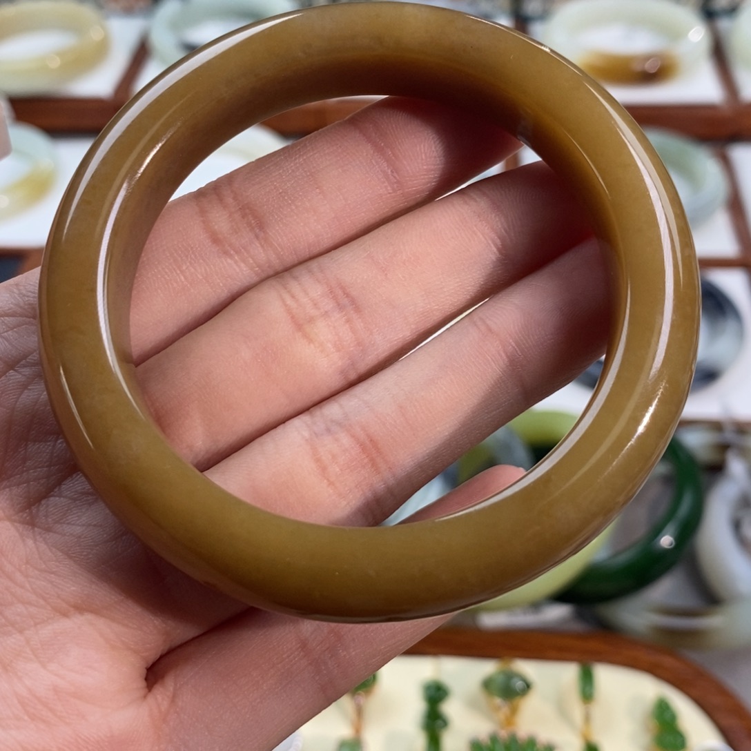 和田玉未镶嵌手镯且末红糖57➕