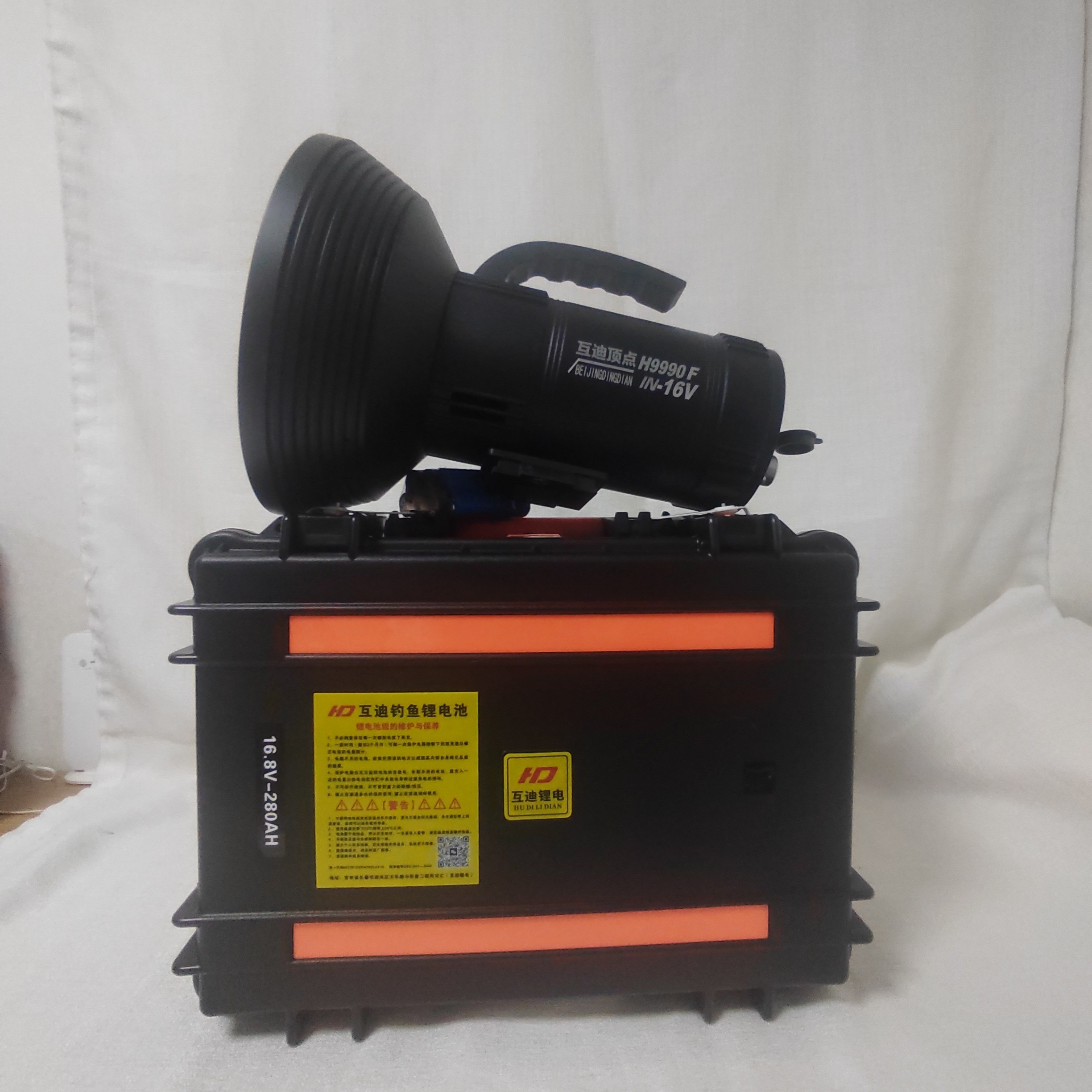 互迪锂电16.8V280AH9990F氙气钓鱼灯夜钓灯黑坑聚鱼灯一套