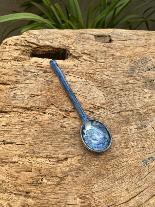 【近山古美】团花大头凉拌勺手工手绘釉下彩高温瓷