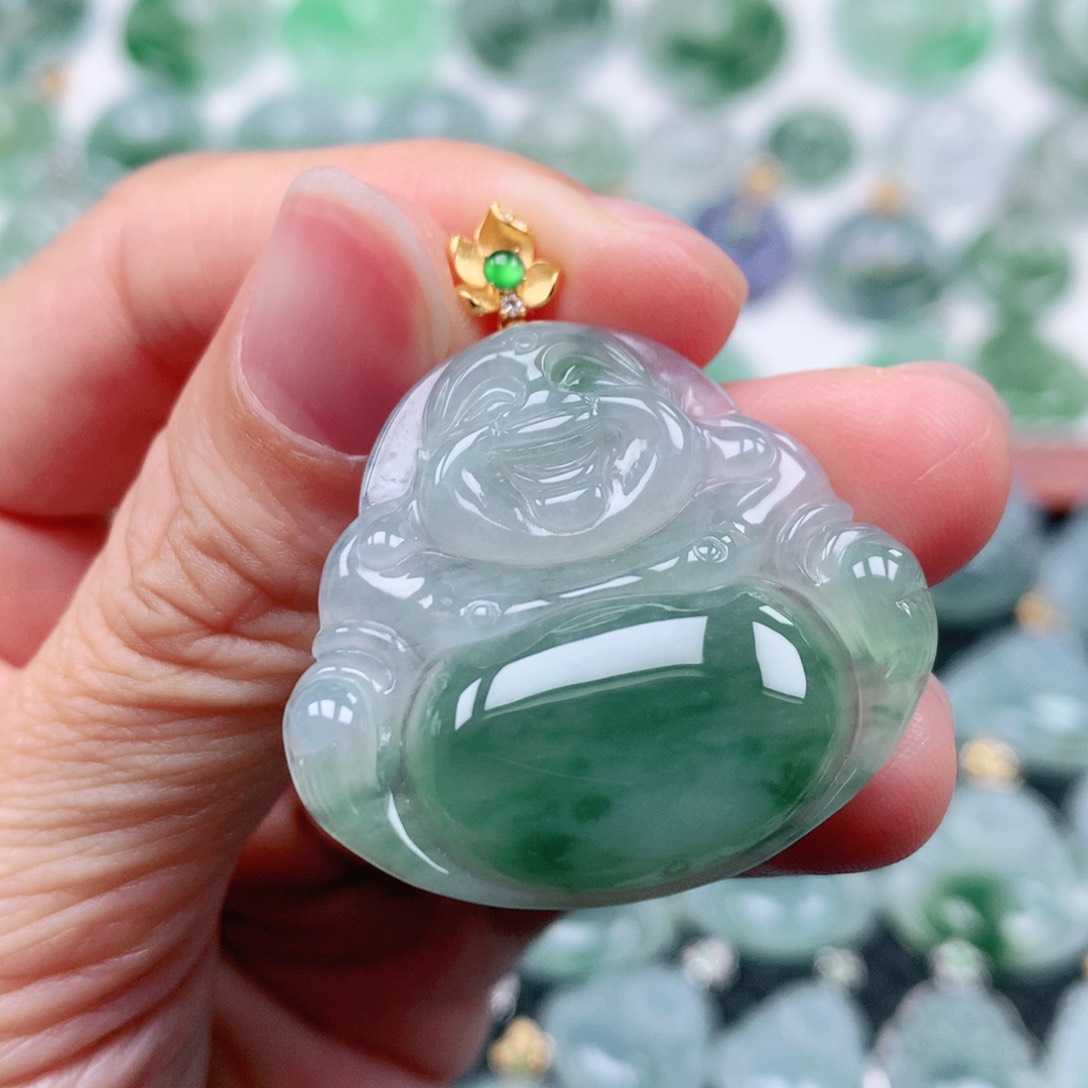 翡翠吊坠(不含链)18K金镶嵌