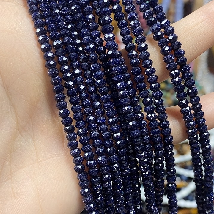 玛瑙/玉髓未镶嵌珠宝半成品蓝沙切面车轮卡4mm