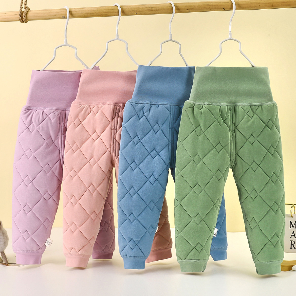 男女童秋冬居家加厚保暖裤宝宝三层保暖护肚裤儿童夹棉德绒打底裤
