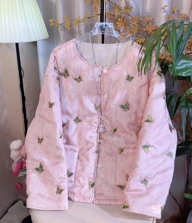 [福蝶]新中式国风蝴蝶25秋冬季外套新款时尚洋气减龄显瘦棉衣外套