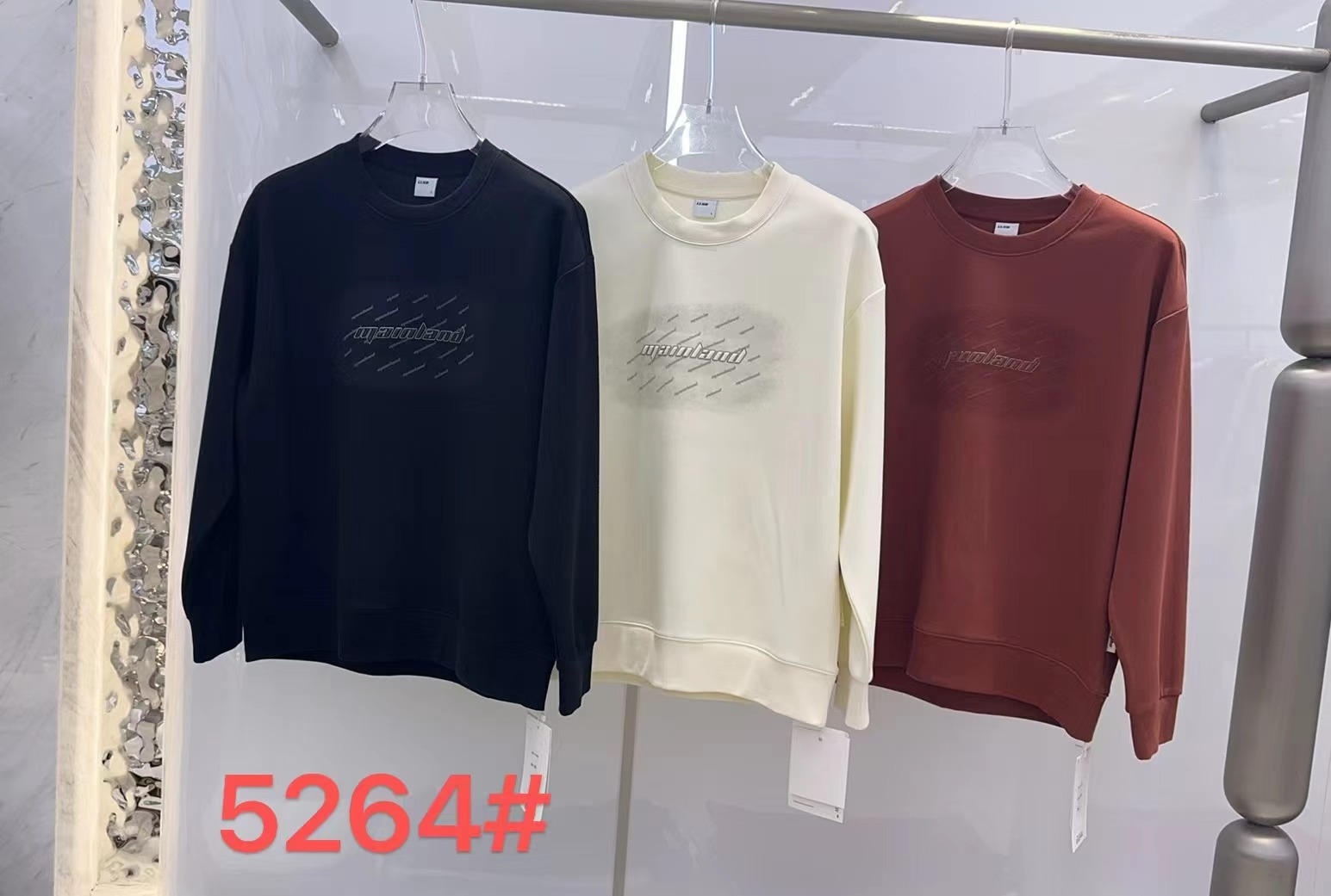 男士时尚休闲潮流透气刺绣常规款圆领秋冬耐磨长袖卫衣百搭5264