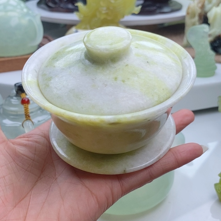 岫玉四大名玉盖碗未镶嵌