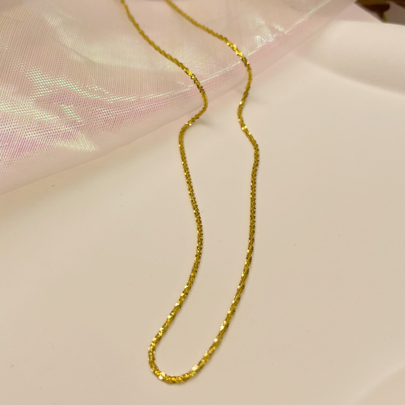 足金999满天星黄金项链爆闪素链时尚百搭单链锁骨链菜花链520送礼