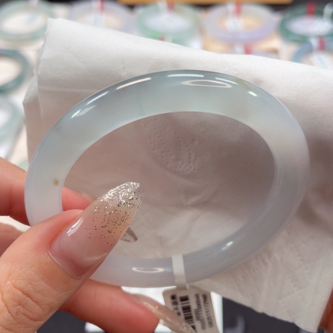 未镶嵌手镯翡翠52.8每条局部高冰裸色系26号