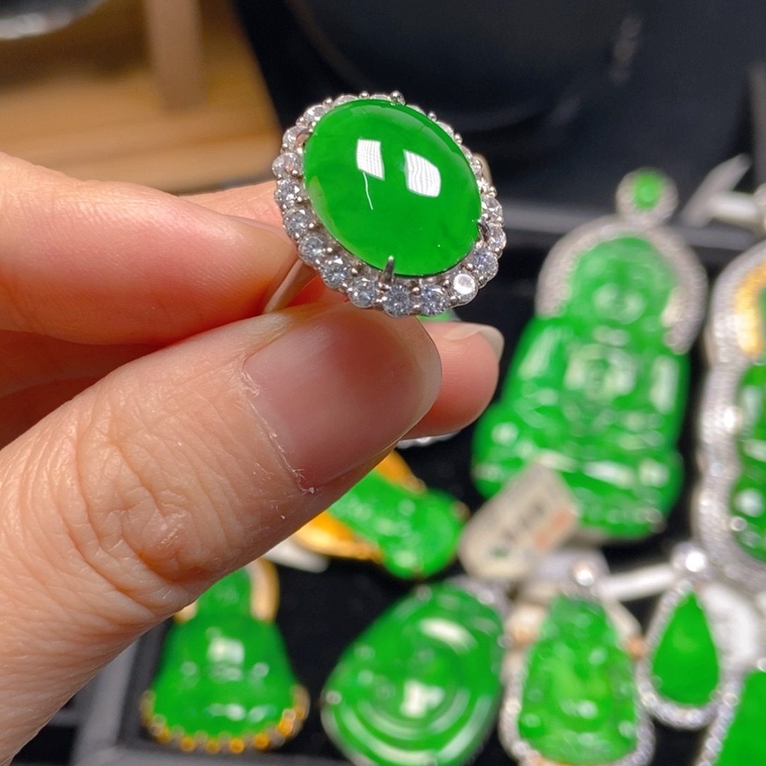 翡翠银S925镶嵌吊坠(不含链)