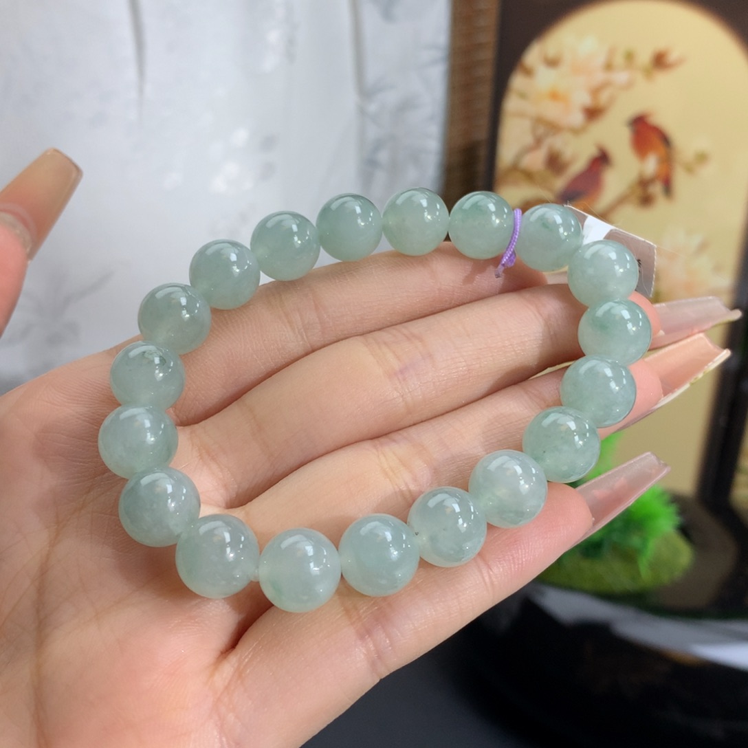 未镶嵌手串翡翠卡10冰润胶蓝晴底