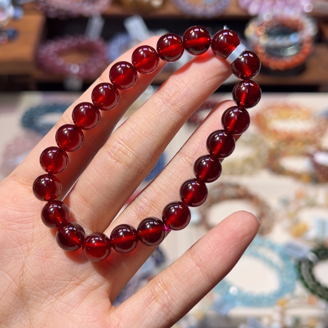 E****石榴石未镶嵌手链收藏级冰透体石榴石8.5m