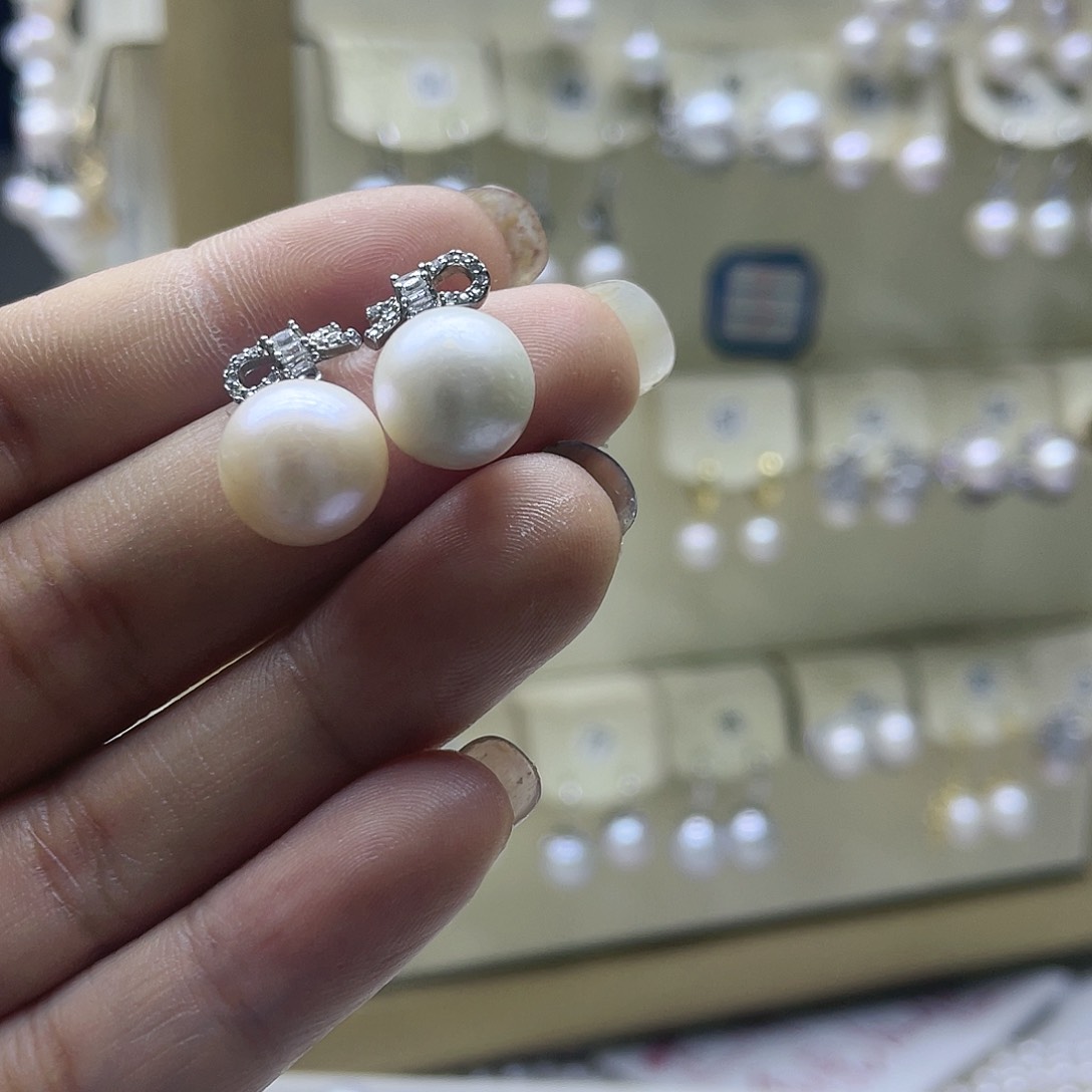 淡水珍珠耳饰银S925镶嵌