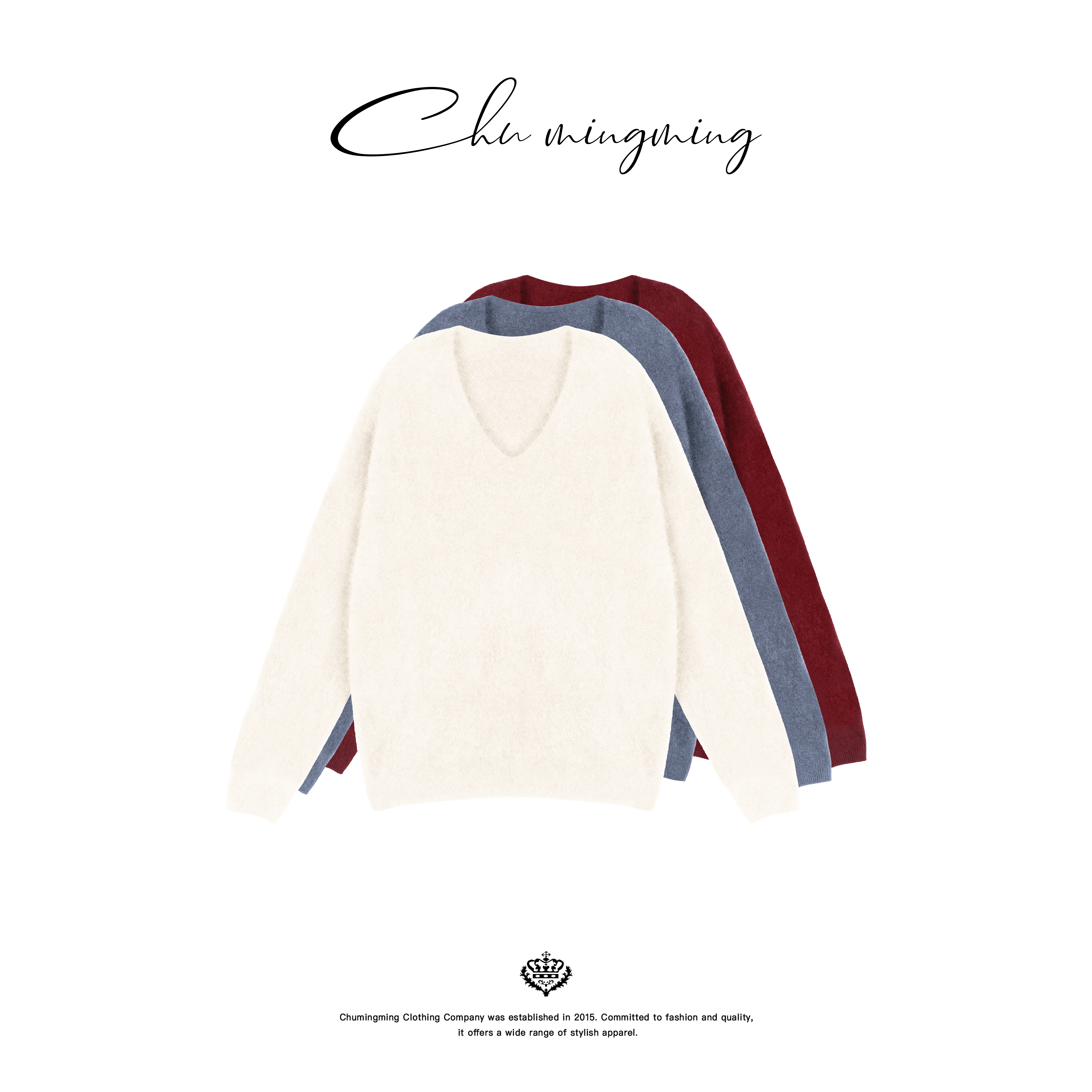 【CHUMINGMING】【绯云】V领羊毛羊绒毛衣YK2548