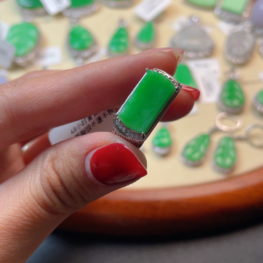 翡翠吊坠(不含链)银S925镶嵌戒指