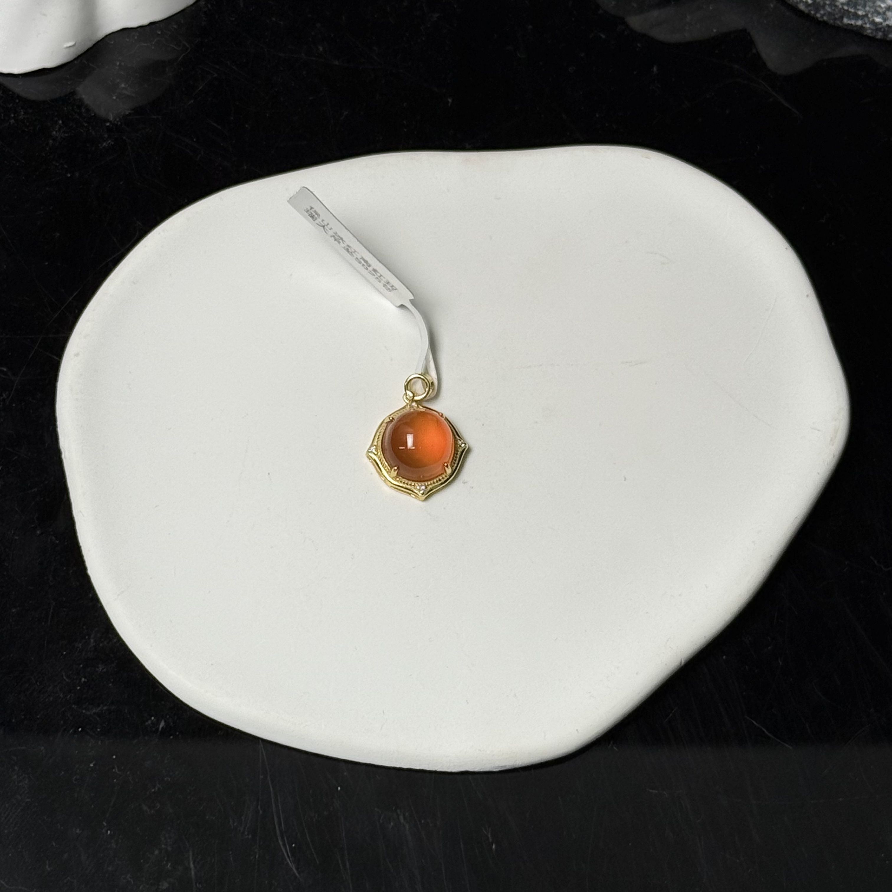 保山冰红南红玛瑙大吊坠S925银