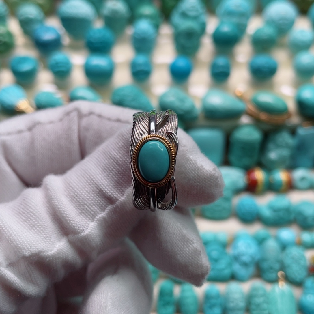 绿松石珠宝奇石银S925镶嵌