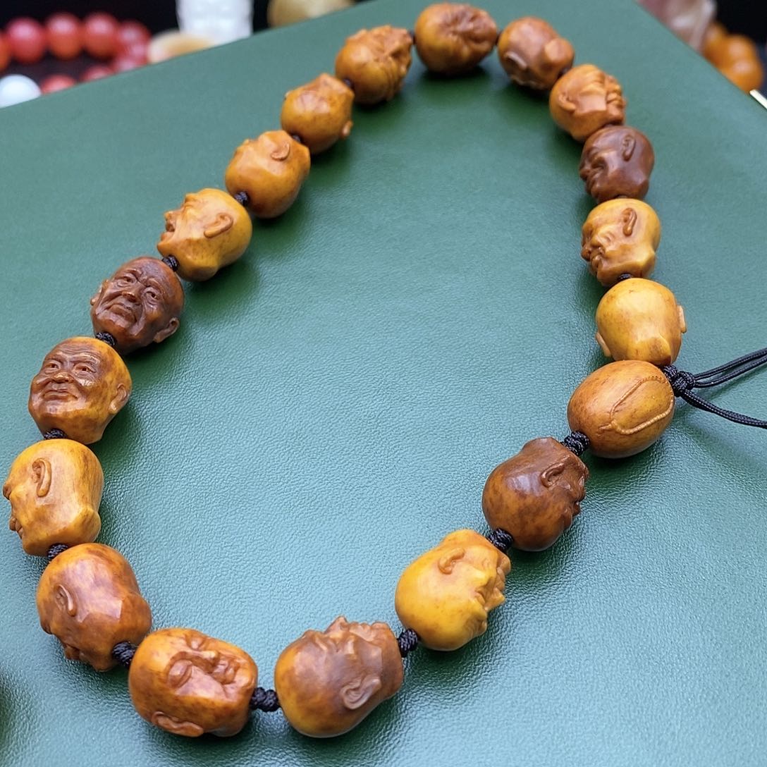 驼骨手串/手链12mm老灵骨手雕十八罗汉