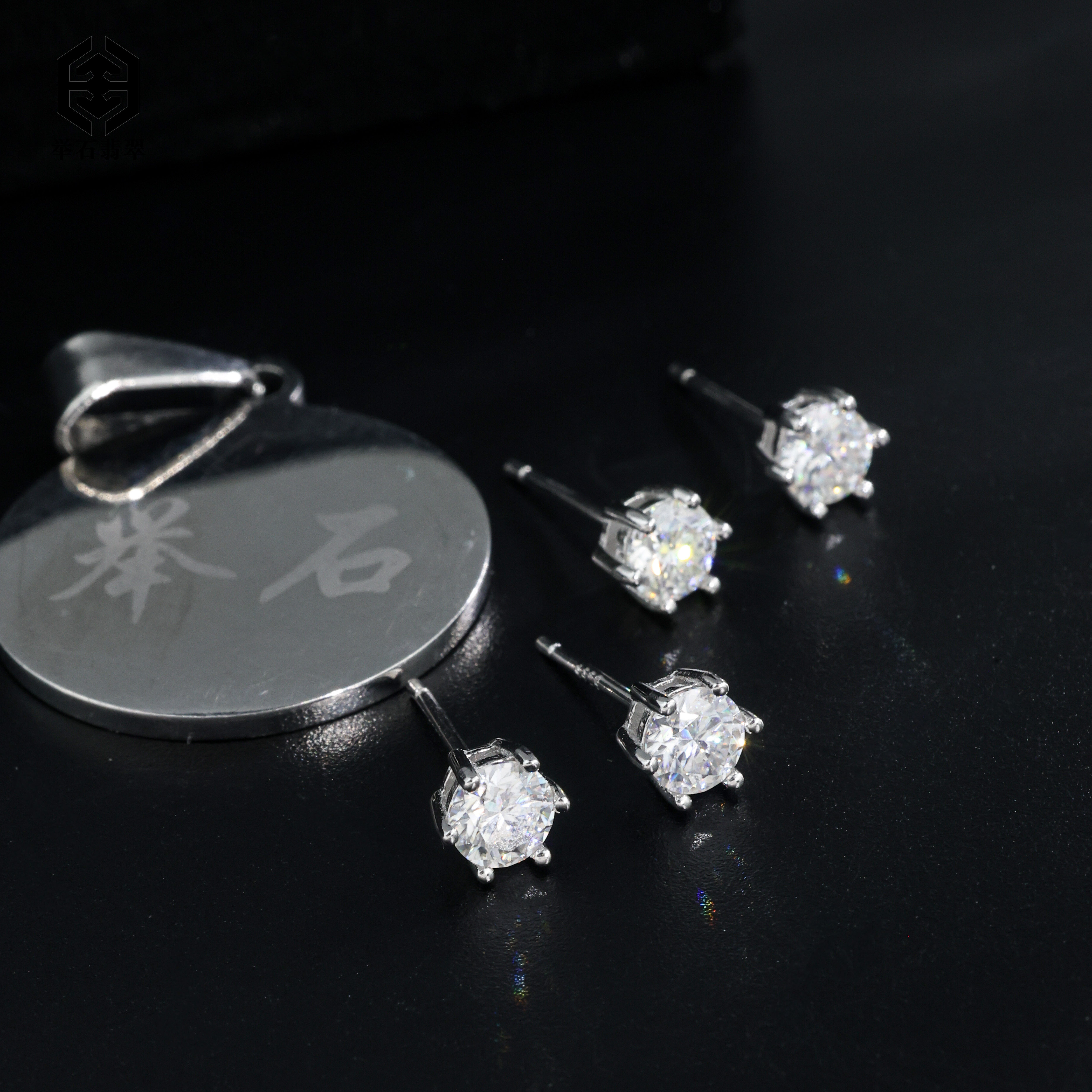 925银莫桑石银制品 TH1220-9819-24莫桑钻耳饰（多样性发/一对）W